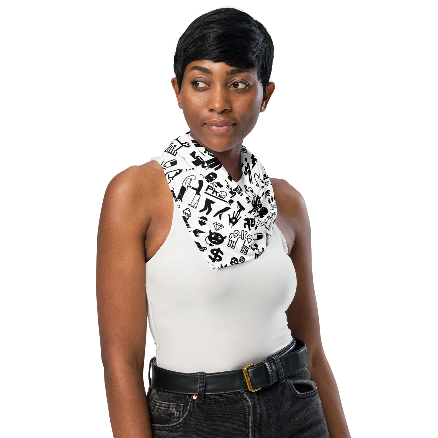 Life of Crime All-over print bandana - White