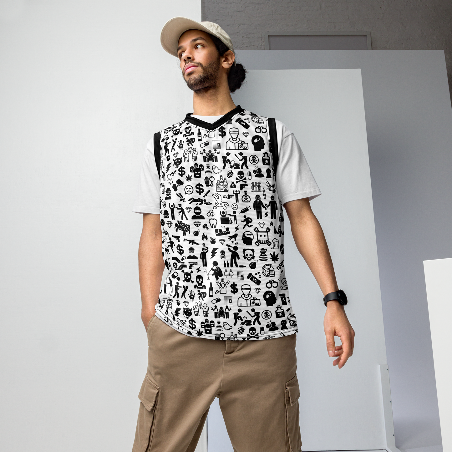 Life of Crime Unisex basketball jersey - White